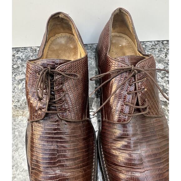 Belvedere Men\'s Dress Shoes, Lizard Leather Brown, Size 12 main image 6